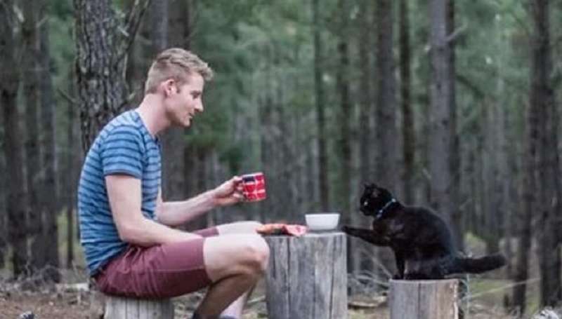 Il ragazzo ha venduto tutta la proprietà e viaggia con un solo gatto per tre anni