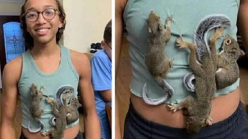 La ragazza è diventata una madre adottiva per i cuccioli di scoiattolo, che ha salvato durante un uragano